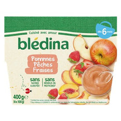 Purée fruit bébé Blédina 6 mois Pomme pêche fraise - 4x100g