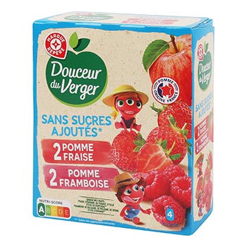 Dessert fruitier Douceur Verger pomme fraise framboise 4x90g