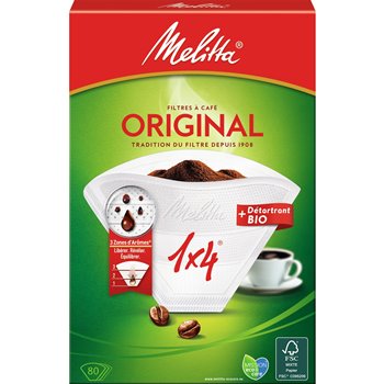 Filtres café Melitta 1x4 Original - x80 + détartrant