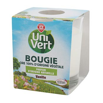 Bougie vanille Uni Vert 30h - 130g