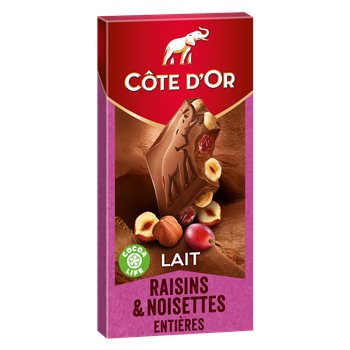 Tablette chocolat Côte d'Or Chocolar lait/ Raisin - 180g