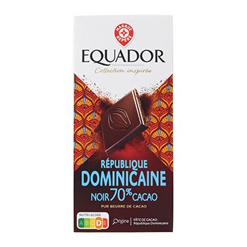 Chocolat noir Equador 70% cacao République dominicaine - 100g