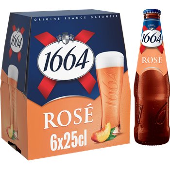 Bière aromatisée 1664 Rosé Pêche Framboise - 6x25cl