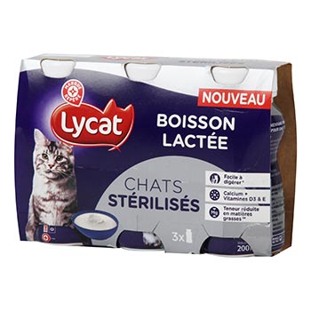 Boisson lactée chats Lycat Chat stérilisé - 3x200ml