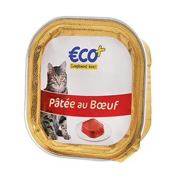 Pâté de boeuf pour chat Eco+ Barquette - 100g