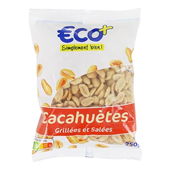 Cacahuètes Eco+ Grillées et salées - 250g