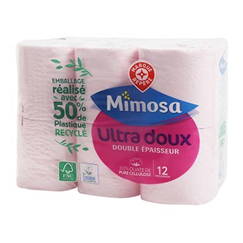 Papier toilette Mimosa Rose - Ultra doux - x12