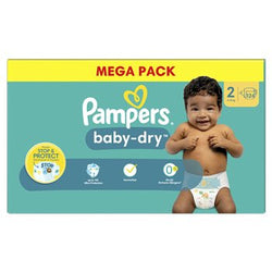 Couches Pampers Baby Dry Taille 2 - 4kg à 8kg - x124