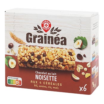 Barres de céréales Gainea Chocolat lait & noisettes 126g