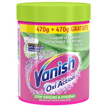 Détachant Vanish Oxi Action Poudre stop odeurs - 470g+470g