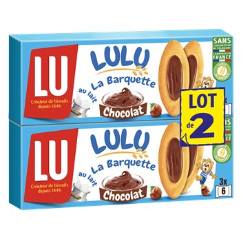 Biscuits barquette Lu 3 chatons Chocolat 2x120g
