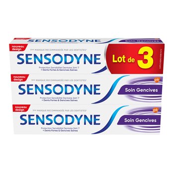 Dentifrice Sensodyne Soin gencives 24h - 3x 75ml