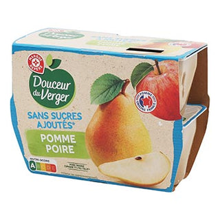Dessert fruitier pomme poire Douceur du Verger s/sucre 4x100g
