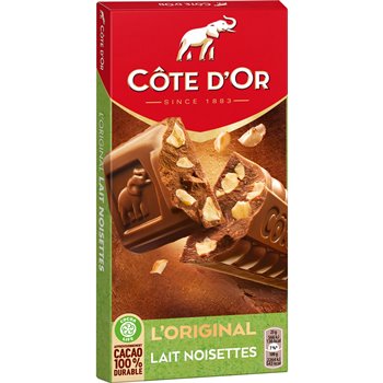 Tablette chocolat Côte d'Or Chocolat lait/Noisettes - 200g