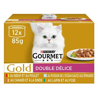 Barquettes chats Gourmet Gold Double délice luxe mix - 12x85g