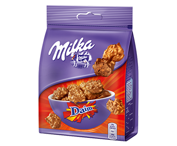 Chocolat au lait et aux éclats de Daim Snax MILKA - Sachet de 145g