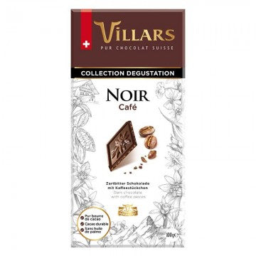 Tablette chocolat Villars Noir / pépites café - 100g