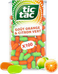 Bonbons Tic Tac 100 pastilles citron vert et orange - 49g